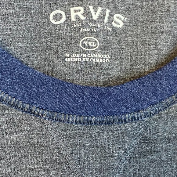 ORVIS Men’s Raglan Long Sleeve T-Shirt Gray & Blue XXL - Picture 3 of 9